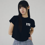 ITZ MINI LOGO CROP T SHIRT - BLACK