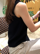 Rear V-neck Sleeveless Knit / 3 colors