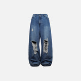 HIERARCHY STUDIOS ENE - Washed Blue Ripped Baggy Denim Jeans