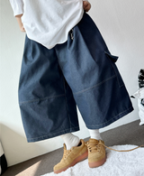 VIVID STITCH BALLOON DENIM BERMUDA 💙🖤🩵2COLOR