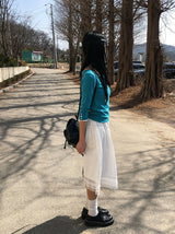26SS★ [MADE] Oeun Round Button Three Quarter Sleeve T-Shirt