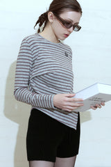 レトロアシンメトリックトップ_MELANGE GREY