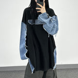 denim block cut-off longsleeve