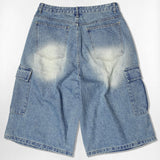 Usual Washing Bermuda Cargo Denim Pants - 5COLOR