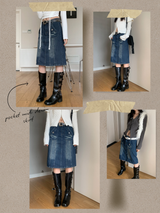 pocket midi denim skirt