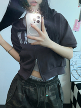 HEART🎀💕🧸BABY SEMI CROPPED T SHIRT HOODIE ZIP UP JUMPER🧸🖤🤍3COLOR