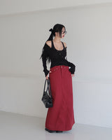 4 color cotton maxi long skirt