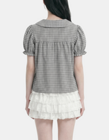 Nela Check Puff Blouse