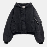 Ber denim padded hooded flight jumper
