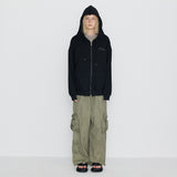 Washing Cotton Cargo Banding Pants Vintage Khaki