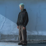 Grid hoodie / Washed black