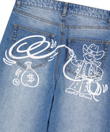 BACK LOGO WASHED DENIM PANT