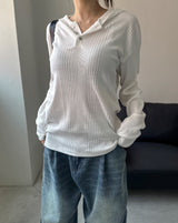 テイズラインボタンニットフーディー
