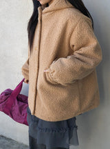 Syasdeulo Quilted Boucle Hood Half Coat Jacket