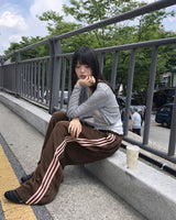キンダトラックスナップボタンワイドロングスウェットパンツ