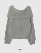 Fine Boucle Off Shoulder Loose Knit (5color)
