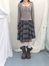 Charcoal Blend Checkered Layered Skirt
