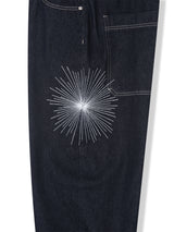 Deep indigo camo sagging denim pants