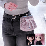 ミディアム ミューテッド ピンク レオパード フレーム バッグ (handmade bag)