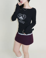 Kibet Heart Vintage Printed Long Sleeve T-Shirt