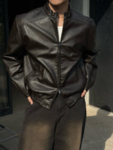 Kintz vegan leather zip-up jacket