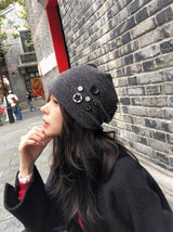 Unique Button Point Beanie (2color)