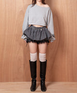 Check Balloon Skirt-Pants-Black