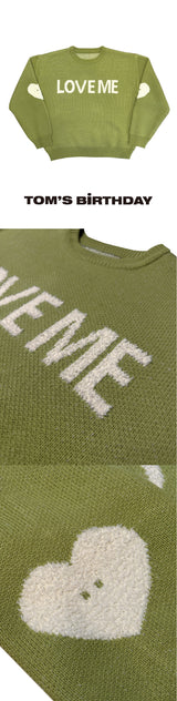  LOVE ME Double Hearts Knit Avocado