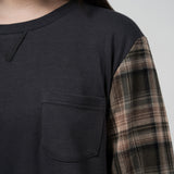 1/2 ブレンドパッチスウェットシャツ (CHARCOAL/BROWN)