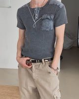 Brock Pigment Henley Neck Pocket Short Sleeve T-shirt