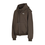 LAYERED STRING HOODIE ZIP-UP [BROWN]