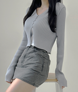 (FABRIC GUARANTEED/GLAM FIT🩶) 4 COLORS ボディーシェイプボタンニットカーディガンボレロ 🩶