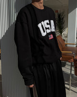 NOCELCOZY Applique USA Oversized Fit Sweatshirt 2 colors