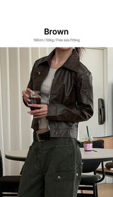 Vintage crop leather jacket