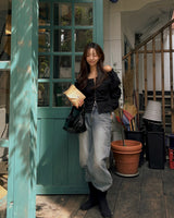 Easy wide denim pants