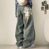 Nenti Bag Printed Washing Wide Denim Pants