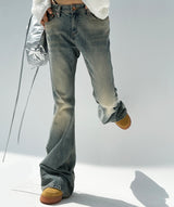 COFFEE BEAN LOOSE-FIT SEMI-WIDE YELLOW LIGHT BLUE BOOTCUT
