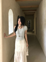 ヘイレイアンバランスオフショルダーレースハーフTシャツ & マフラーセット