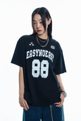 88 フットボール半袖Tシャツ- BLACK
