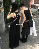 クラウドスリーブレスファ ブラック