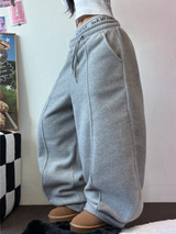 フリース 🤍🐏ラインポイントバルーンロングパンツ 🤍🩶🖤3カラー