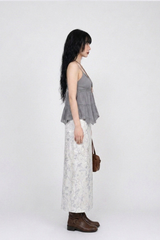レース ブリーズ ボタン キャミ トップ (WHITE, VIOLET GRAY 2COLORS!)