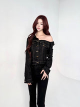 1707. One shoulder denim bl