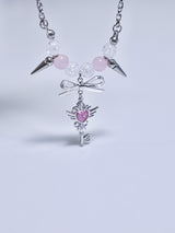 kitsch heart key cubic necklace