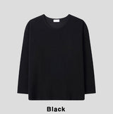 ピンズワッフルルーズフィットUネックロングスリーブ