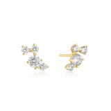 Pave Climber 925 Silver + 14k gold plating Stud Earring E058-09G