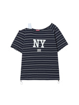 STRIPE OFF SHOULDER SS NAVY