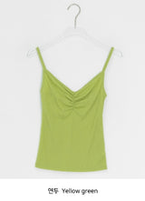 Orr Eyelet Punching Shirring V-Neck Strap Sleeveless