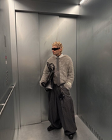 PUSH PUSH PP ストライプワイドパンツ（ブラック）