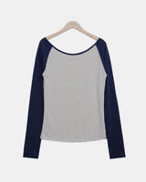 Pli コントラスト ラグラン ロングスリーブTシャツ